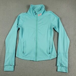 Under Armour Jacket Womens Size Small Blue Active Full Zip Up Track Sweater *